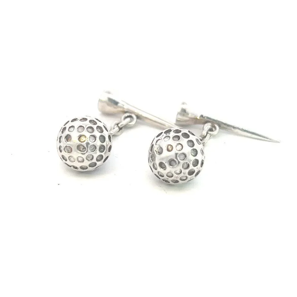 Tiffany & Co Estate Golf Ball Cufflinks Sterling Silver TIF603